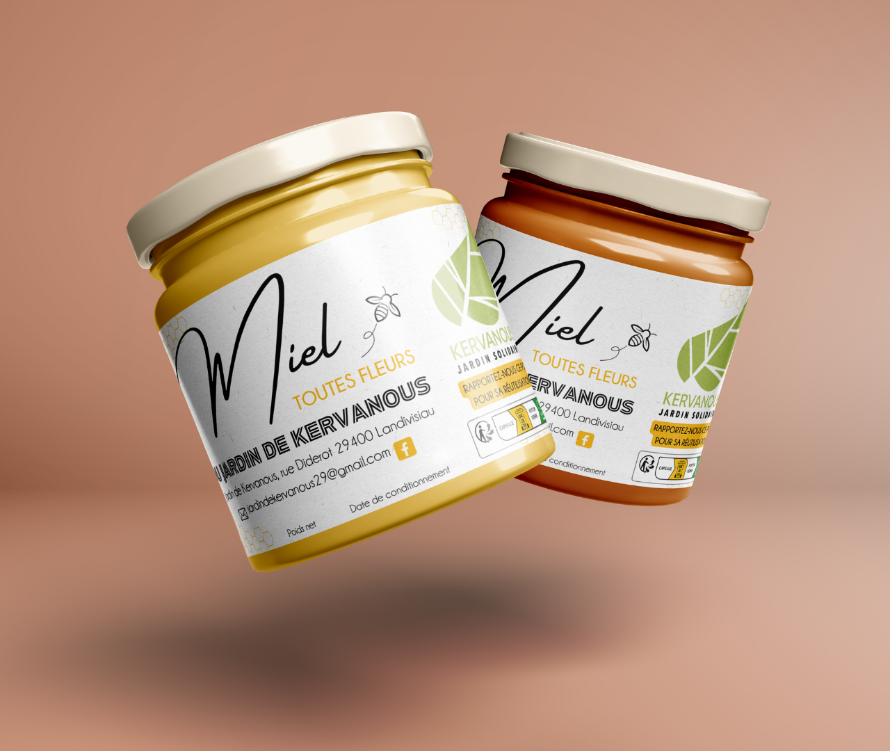 Étiquettes - Miel Le Jardin de Kervanous 🎯 Objectif : Sublimer l'authenticité et la qualité locale du miel.