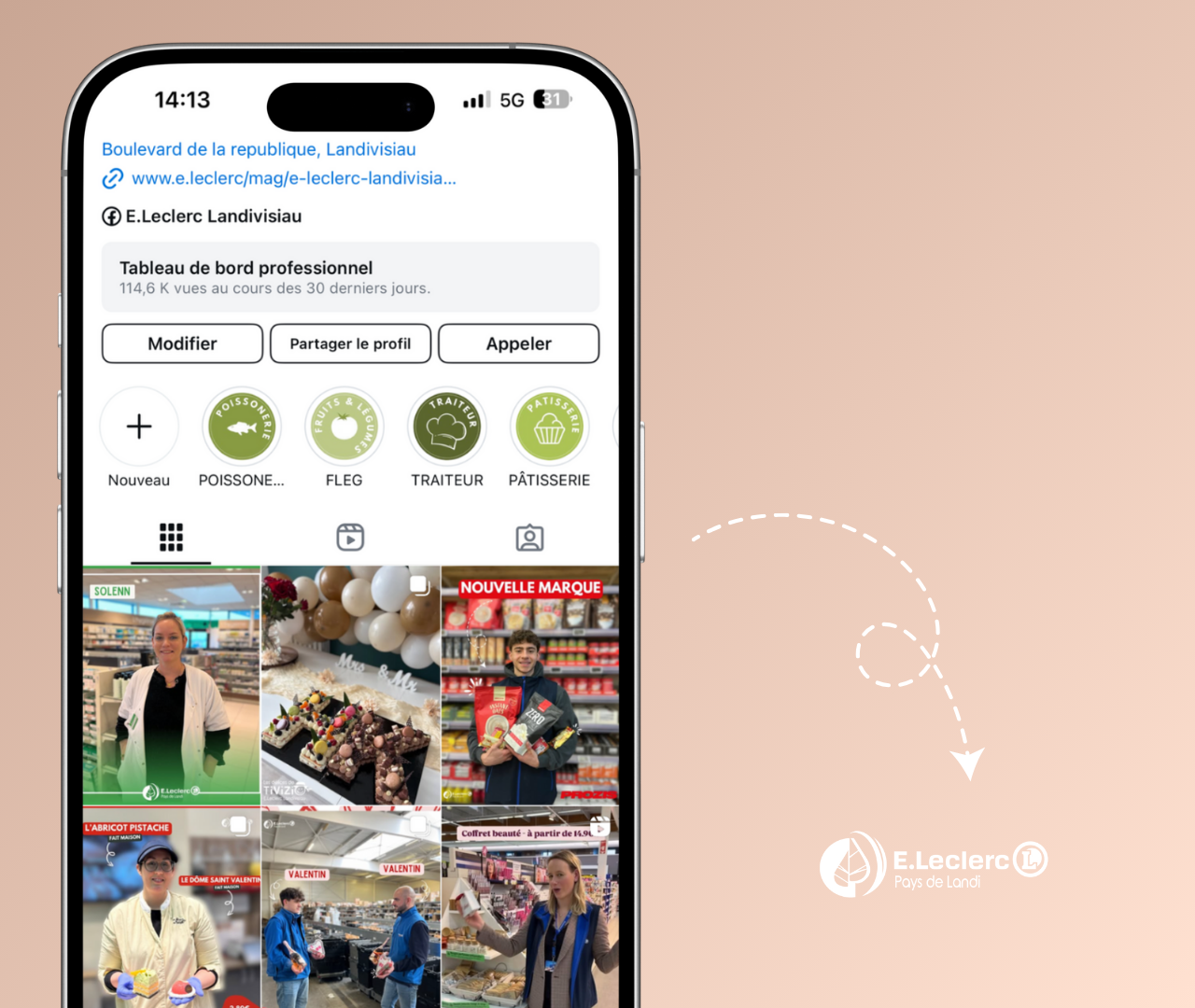 Compte Instagram - E.Leclerc Landivisiau 🎯 Objectif : Valoriser le côté humain du magasin.